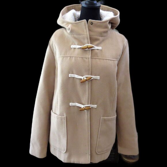 Atmosphere Women's Duffel Coat Beige  with Hood Beige  12 EUC - Picture 1 of 10